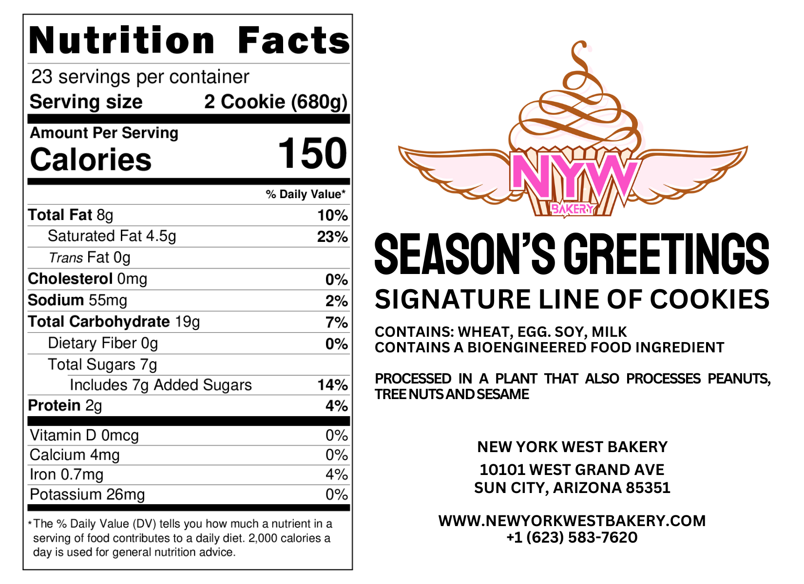 NYW Season's Greetings Signature Line of Cookies